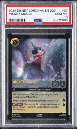 2024 DISNEY LORCANA EN D23-D23 EXPO PROMO MICKEY MOUSE - PLAYFUL SORCERER PSA 10 - Image 1