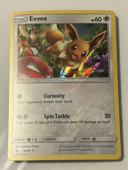 Pokemon TCG Eevee 48/68 Hidden Fates Holo Rare Card - Image 1