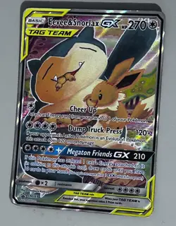 Pokemon Eevee & Snorlax GX TAG TEAM Promo SM169 Holo Card English - Image 1