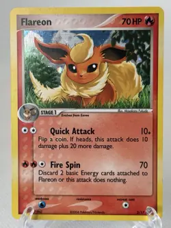 Pokemon TCG Flareon Holo Card 2/17 Pop Series 3 With Bleeding Holo And Swirl - Image 2