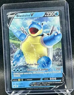Pokemon TCG Blastoise v SWSH101 Black Star Promo Holo Card - Image 1