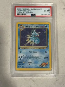 Misty's Seadra Holo Gym Heroes 1st Edition Card 9/132 PSA 6 Swirl! - Image 2