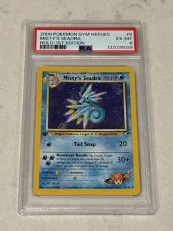 Misty's Seadra Holo Gym Heroes 1st Edition Card 9/132 PSA 6 Swirl! - Image 3