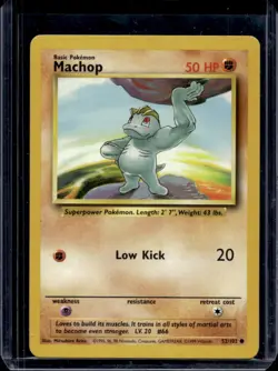 1999 Pokemon Unlimited Machop Common #52/102 - Image 1