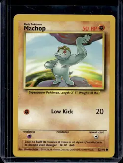 1999 Pokemon Unlimited Machop Common #52/102 - Image 1