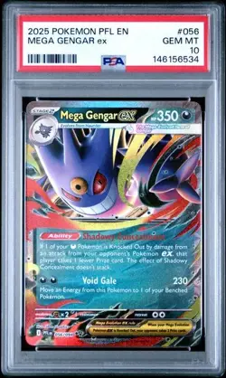 2025 POKEMON PFL EN-PHANTASMAL FLAMES #056 MEGA GENGAR EX PSA 10 - Image 1