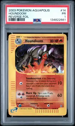 2003 POKEMON AQUAPOLIS #14 HOUNDOOM-REVERSE FOIL PSA 1 - Image 1