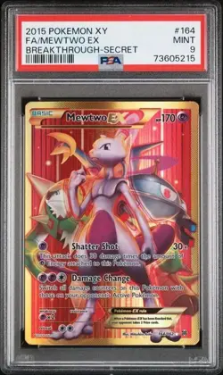 2015 POKEMON XY MEWTWO EX BREAKTHROUGH #164 FA Secret PSA 9 - Image 1