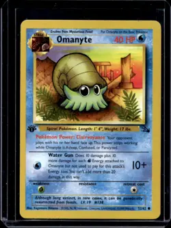 1999 Pokemon Fossil 1st Edition Omanyte #52/62 - Image 1