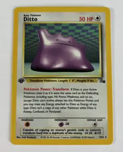 DITTO 1999 Pokemon 1st Edition Holo Fossil 3/62 NM - Image 1