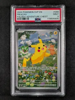 2024 Pokemon PIKACHU #088 Black Star Promo Paldea Adventure Chest PSA 9 - Image 1