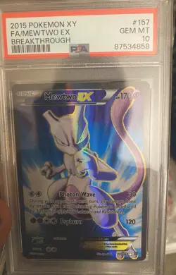 2015 Pokemon XY Breakthrough Full Art FA Mewtwo EX #157 PSA 10 - Image 1