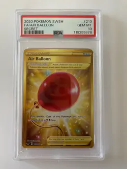 2020 Pokemon Air Balloon 213/202 Sword & Shield PSA 10 Secret Rare Full Art Gold - Image 1