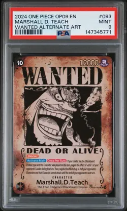 2024 One Piece Marshall.D.Teach Wanted Alternate Art PSA 9 SP - Image 1