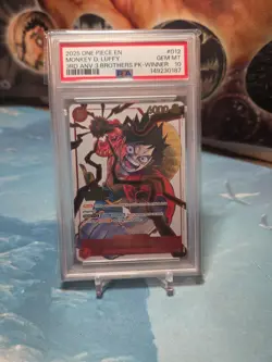 ONE PIECE 3 BROTHERS MONKEY D LUFFY 3RD ANNIVERSARY WINNER ST01 012 PSA 10 GM MT - Image 1