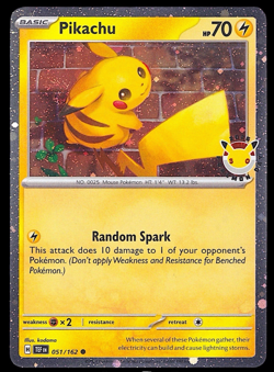 Pikachu 051/162 - 30th Anniversary Pokemon Day - Cosmos Holo Promo - TCG Card NM - Image 1