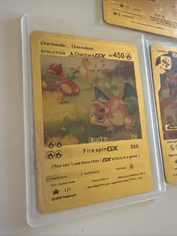 Gold Foil Pokemon Card Lot Pikachu Charizard GX EX V VMAX Zacian Meowth (7) - Image 2