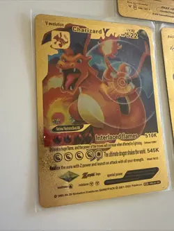 Gold Foil Pokemon Card Lot Pikachu Charizard GX EX V VMAX Zacian Meowth (7) - Image 3