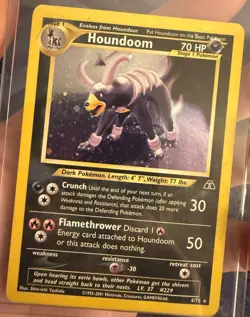 Pokemon TCG Houndoom 4/75 Neo Discovery Holo Rare 70 HP Stage 1 Card English - Image 1