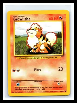 🔥 GROWLITHE NON HOLO FOIL - 1999 POKEMON TCG VINTAGE CARD # 28/102 - Image 1