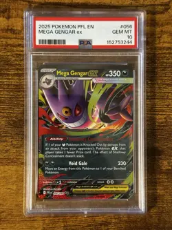 2025 POKEMON PFL EN-PHANTASMAL FLAMES #056 MEGA GENGAR EX PSA 10 - Image 1