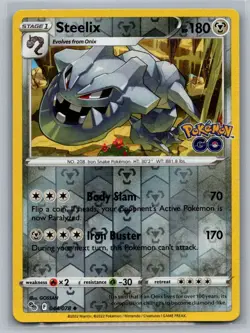 Steelix (Reverse Holo) Pokemon GO 044/078 2022 NM - Image 1