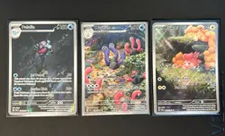 Pokemon TCG Paldean Fates - All 3 Illustrations Rares - Palafin Wugtrio Pawmi NM - Image 1