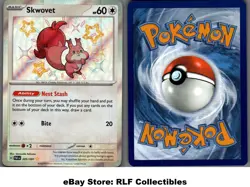 2024 Pokemon, Paldean Fates, #205/091 Skwovet, Holo Shiny Rare - Image 1