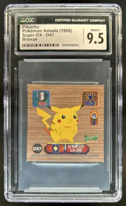 1998 Pikachu Amada Pokemon Super DX Bronze #D47 SGC 9.5 - Image 1