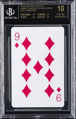 2016 MARIO PIKACHU PLAYING CARDS POKEMON CENTER 9 OF DIAMONDS BGS 10 BLACK LABEL - Image 1