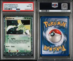 2003 POKEMON EX RUBY & SAPPHIRE #102 SCYTHER EX-HOLO PSA 8 - Image 3
