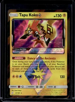2019 Pokemon SM Team Up Tapu Koko Prism Star #51/181 - Image 1