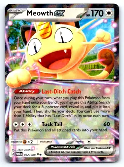 Pokemon Meowth ex ME03: Perfect Order POR Double Rare Holo 062/088 NM - Image 1