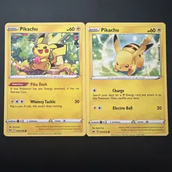 Pikachu Lost Origin 052/196 & Pikachu 065/202 Sword & Shield Pokemon Lot NM LP - Image 1