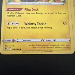 Pikachu Lost Origin 052/196 & Pikachu 065/202 Sword & Shield Pokemon Lot NM LP - Image 2