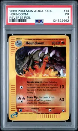 PSA 1 PR 2003 Aquapolis Houndoom Reverse Holo Foil 14/147 WOTC E-Reader Pokemon - Image 1