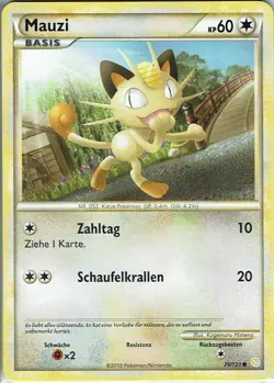 Pokemon Trading Card Game Heartgold Soulsilver No. 75/123 Meowth German - Image 1