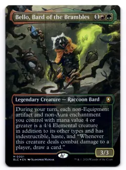Bello, Bard of the Brambles NM Borderless Commander: Bloomburrow 1 MTG Foil - Image 1