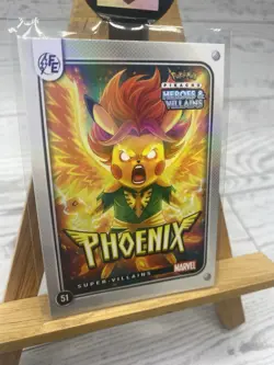 Pikachu as Phoenix #51 Holo Marvel Heroes & Villains (Non-Pokemon Fan Art) Card - Image 2