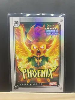 Pikachu as Phoenix #51 Holo Marvel Heroes & Villains (Non-Pokemon Fan Art) Card - Image 5