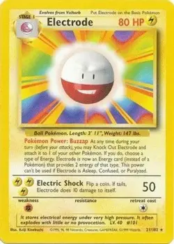 Electrode 21/102 Rare Base Set Unlimited Pokemon Moderately Played - Image 1