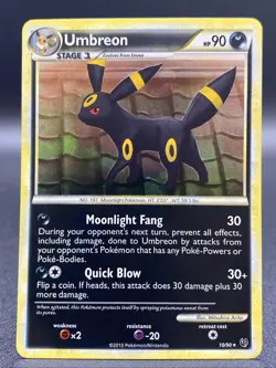 💫 Umbreon 10/90 HGSS Pokemon TCG Undaunted Regular Rare Card NON-HOLO 10/90 LP - Image 1