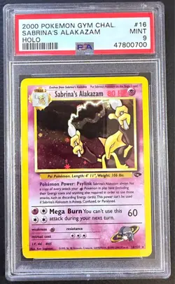 POKEMON GYM CHALLENGE HOLO #16 SABRINA'S ALAKAZAM PSA 9 Mint - Image 1