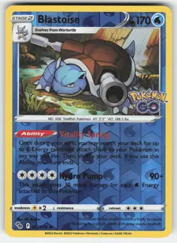Blastoise 017/078 Holo Rare Pokemon GO Pokemon Reverse Holo NM - Image 1
