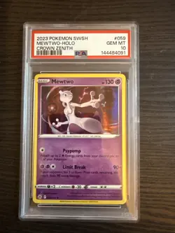 Mewtwo 059/159 Holo 2023 Pokemon SWSH Crown Zenith PSA 10 Gem Mint - Image 1