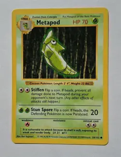 Pokemon - Metapod - Base Set Shadowless 54/102 - Common - NM - Image 1