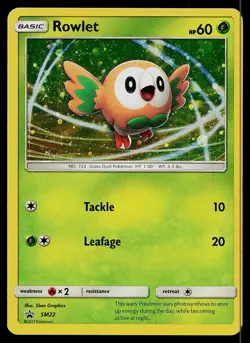 Pokemon Card Sun & Moon Promo Rowlet SM22 Holo - Image 1