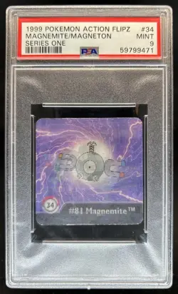 1999 Pokemon Action Flipz Magnemite/Magneton Series One #34 PSA 9 - Image 1