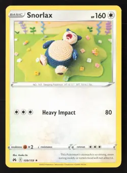 Snorlax 109/159 Rare Crown Zenith Pokemon Moderately Played - Image 1