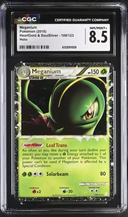 CGC 8.5 Meganium 2010 HeartGold & SoulSilver 109/123 Holo Pokemon Card - Image 1